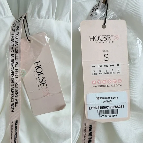 House of CB Chambery White Backless Ruched Mini Dress • NWT • Size S Open Back - Picture 7 of 16